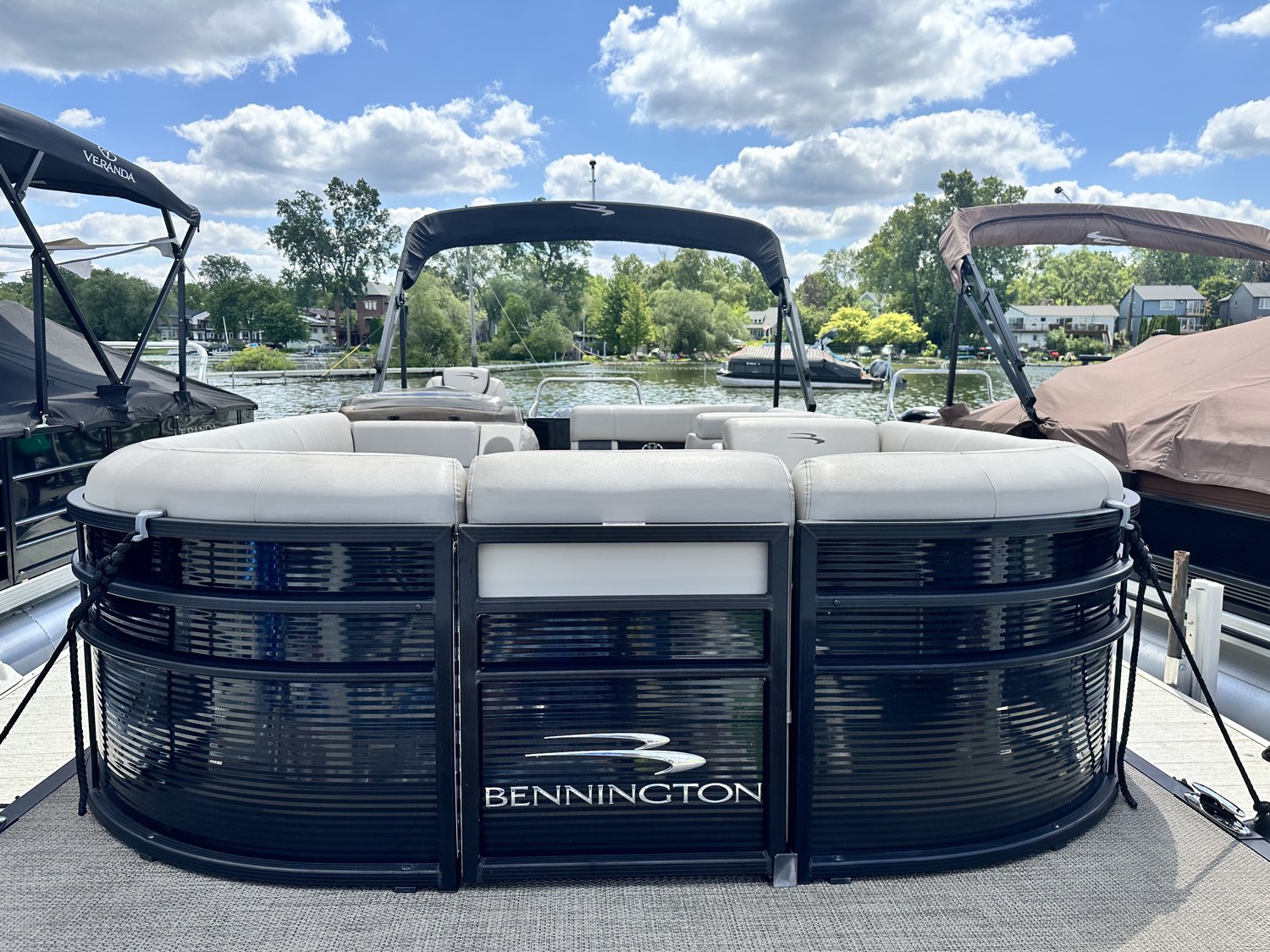 Bennington pontoon detailed exterior on the water